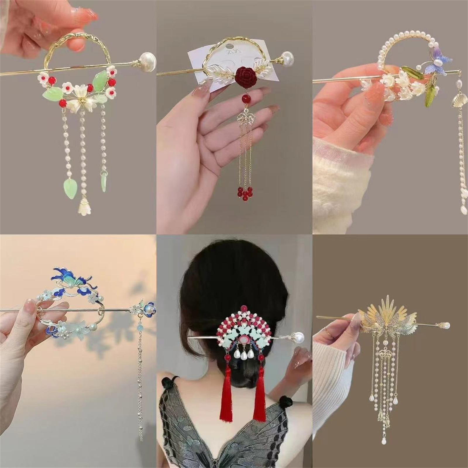 Women Accessories Shop - 여성을위한 민족 스타일 머리핀 절묘한 반짝이