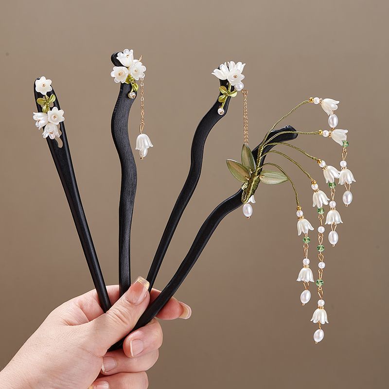 Women Accessories Shop - 나무 꽃 머리핀 빈티지 은방울꽃 롱