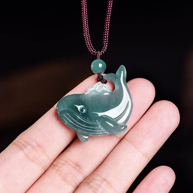 Women'S Accessories - 천연 버마산 비취 고래 펜던트 목걸이
