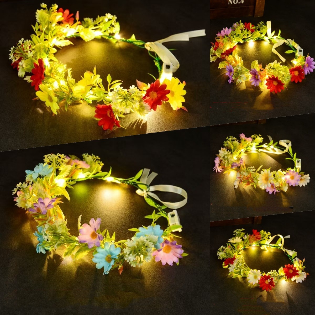 Women Accessories Photos - LED 조명 꽃 화관 머리띠 발광