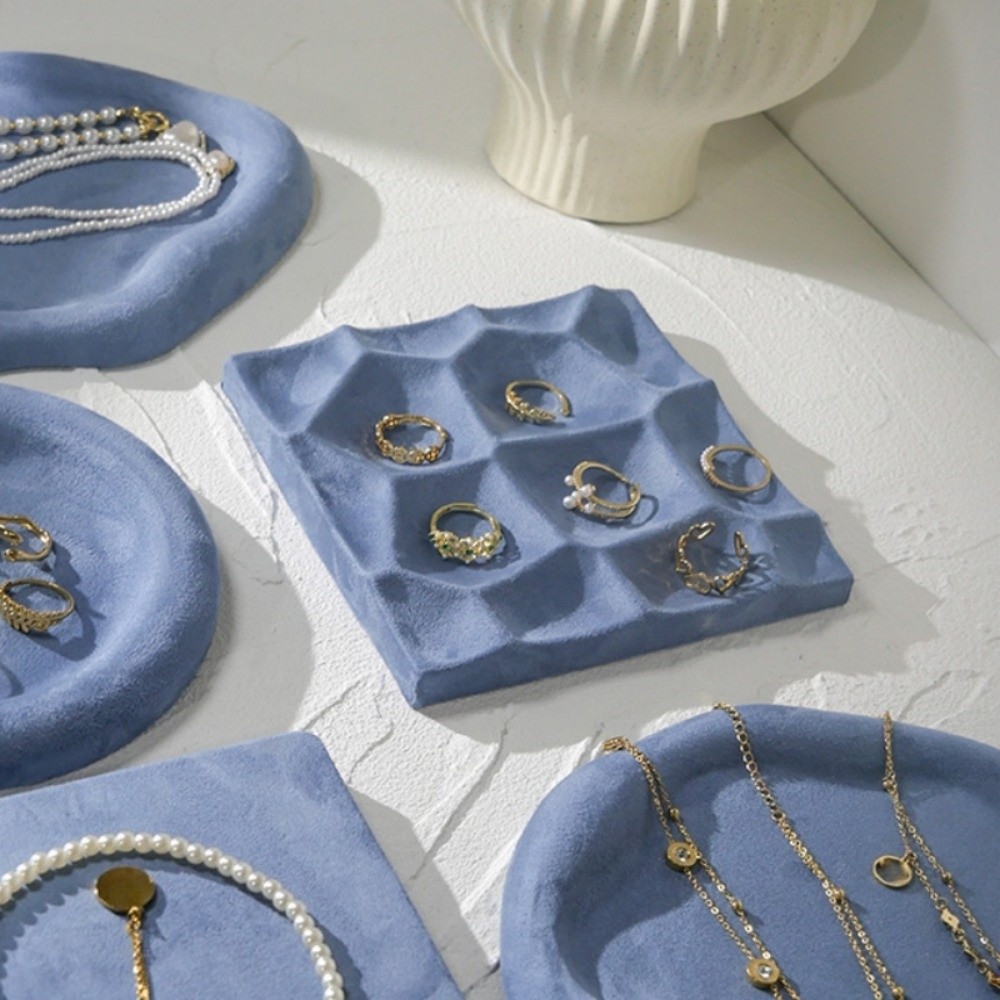 Women Accessories Display - 천 소재 보석 보관 트레이 고급스럽고