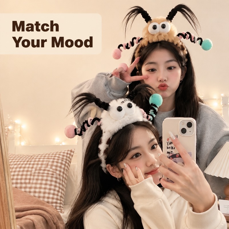 Women Accessories Photos - 귀여운 푹신한 몬스터 눈 모양 헤어밴드