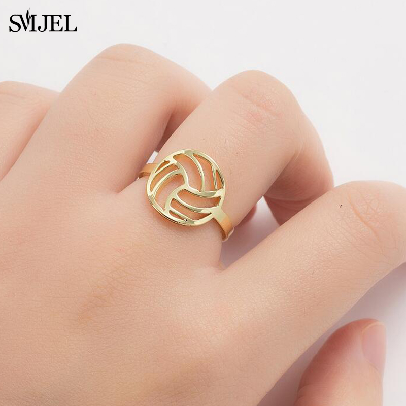 Women'S Volleyball Accessories - Smjel 스테인레스 스틸 배구 모양 반지