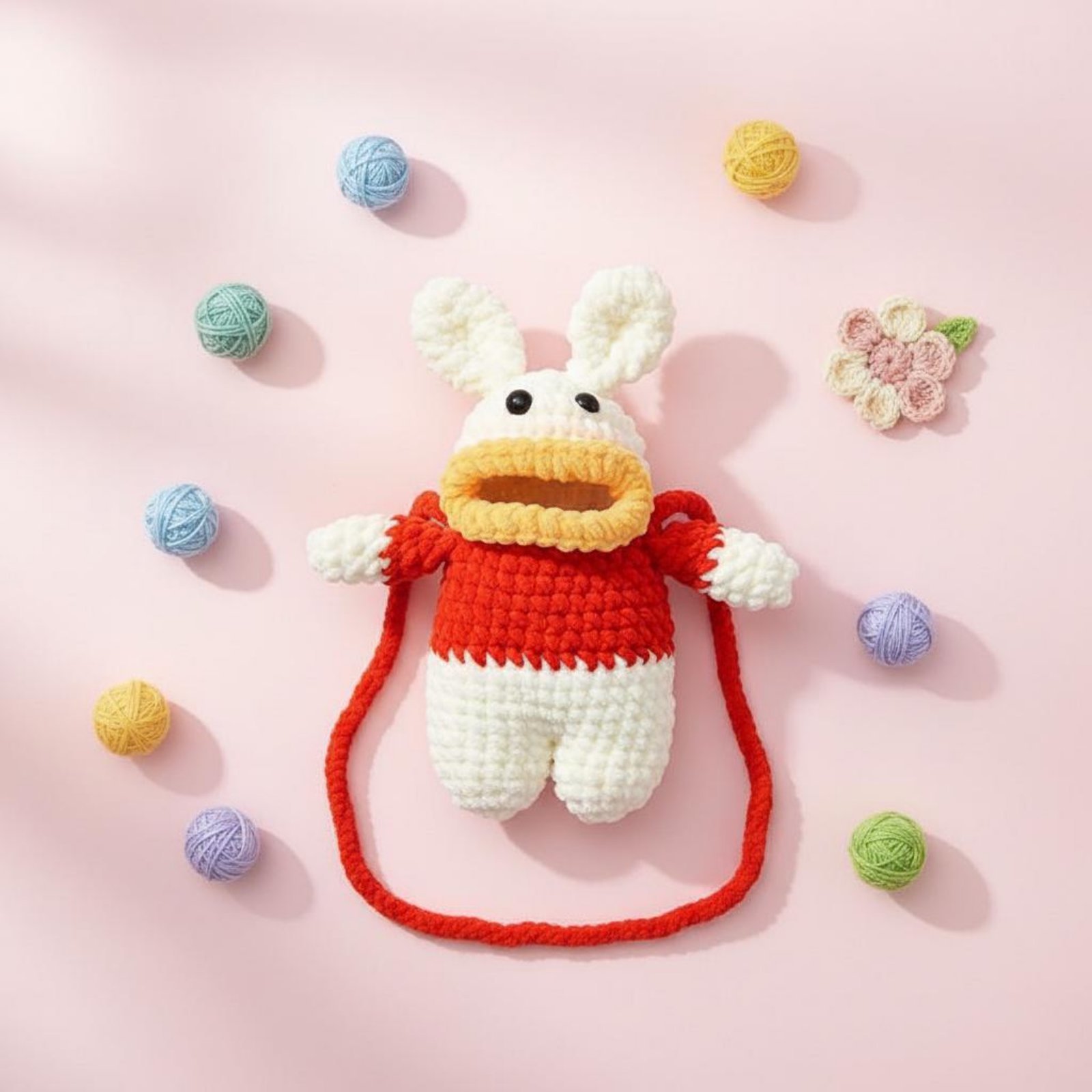 Women Accessories Shop - 코바늘 뜨개질 개구리 폰 가방, 수제