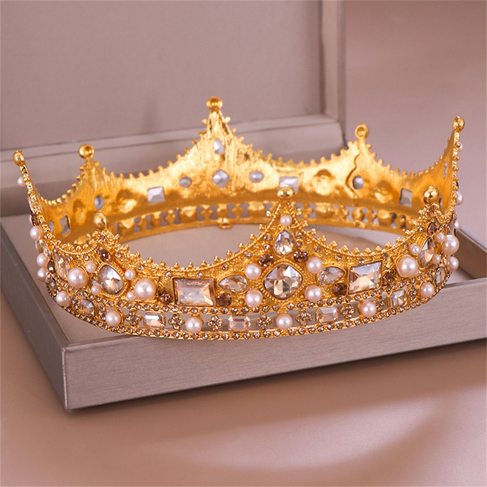 Women Accessories For Wedding - 합금 크라운 티아라 레트로 신부 라인스톤