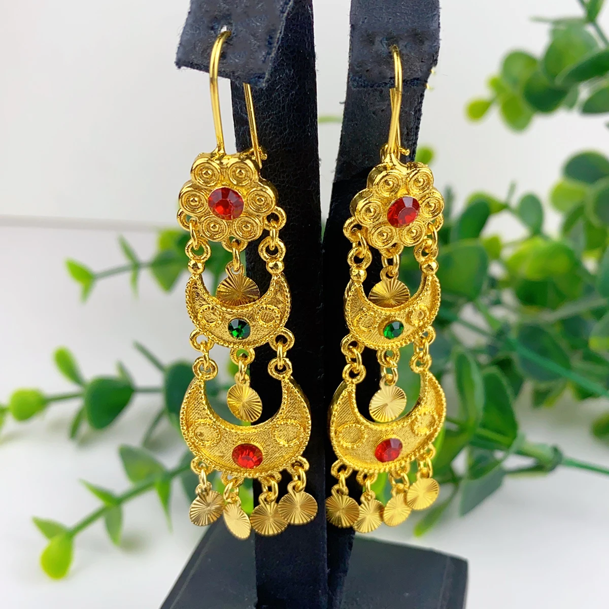 여자를위한 인도 드롭 매달려 귀걸이 쥬얼리 24K 골드 - Women Accessories Dubai 리뷰 및 가격