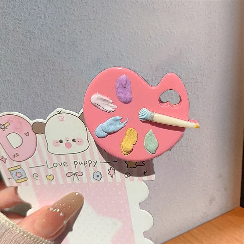 팔레트 헤어 클립 귀여운 시뮬레이션 드로잉 보드 덕빌  - Women Accessories Drawing 리뷰 및 가격