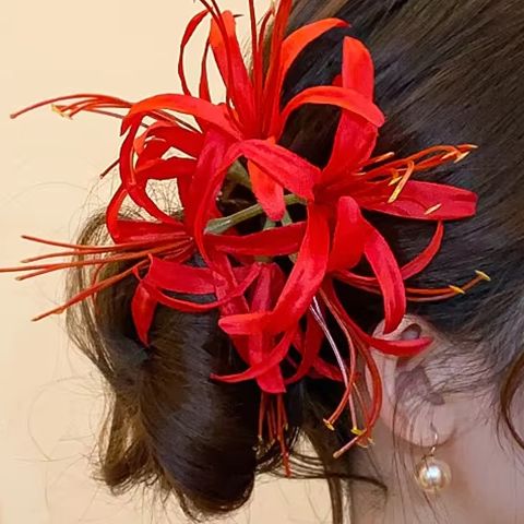 섬세한 꽃 해변 분위기 헤어 클립 - 백합 덕빌 사이드 - Women Accessories Photos 리뷰 및 가격