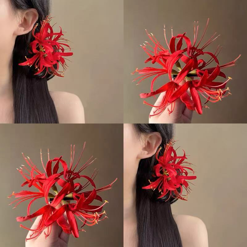 섬세한 꽃 해변 분위기 헤어 클립 - 백합 덕빌 사이드 - Women Accessories Photos 리뷰 및 가격