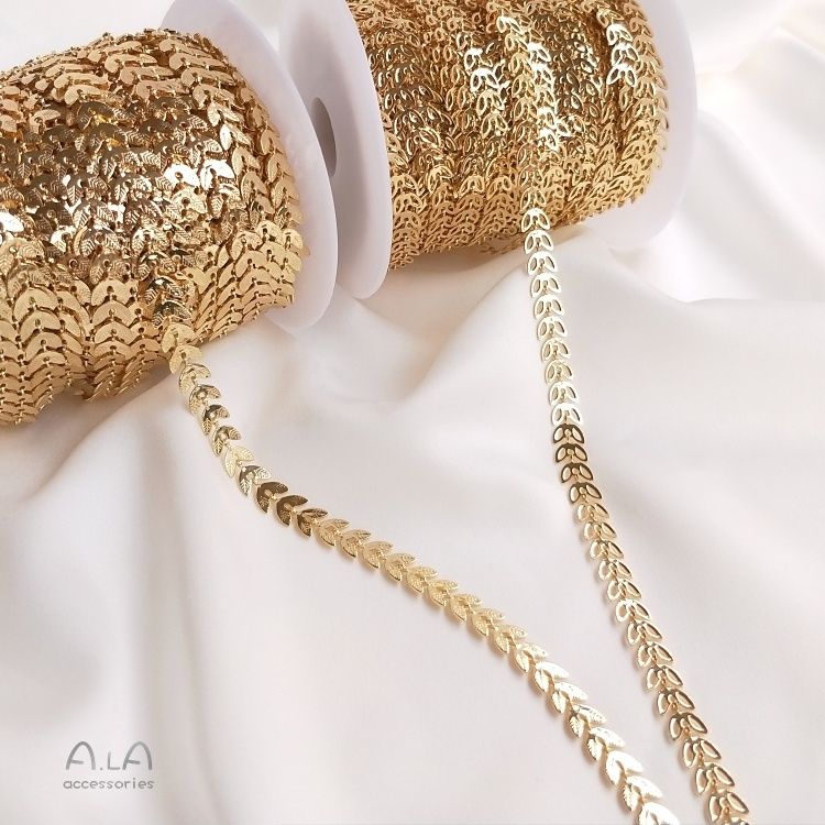 14K 골드 필드 변색 방지 잎 모양 루즈 체인 핸드  - Women Accessories Dropshipping 리뷰 및 가격