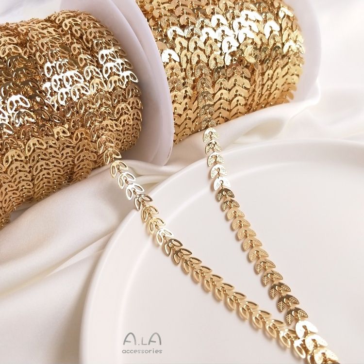 14K 골드 필드 변색 방지 잎 모양 루즈 체인 핸드  - Women Accessories Dropshipping 리뷰 및 가격