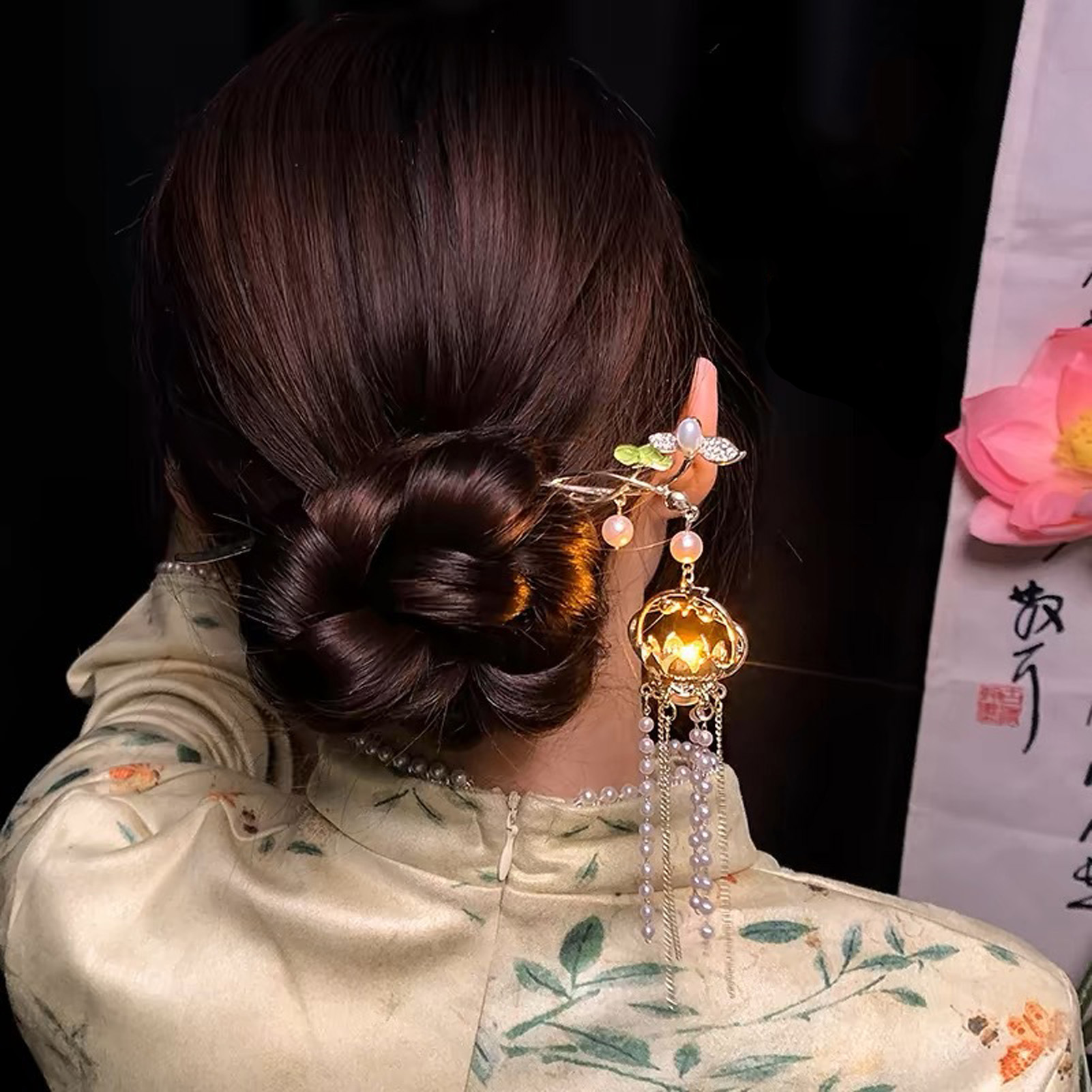 빛나는 꽃 머리핀 절묘한 연꽃 꽃무늬 태슬 헤어 스틱  - Women Accessories Shop 리뷰 및 가격
