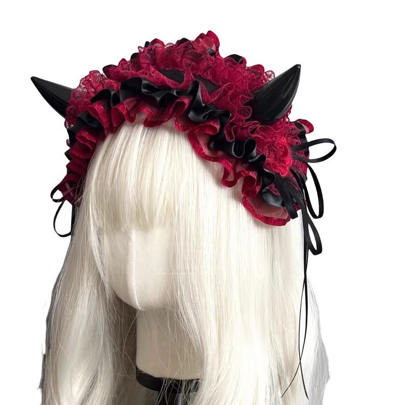 일본 고딕 레이스 리본 머리띠 – 다크 할로윈 헤어 액 - Women Accessories Photos 리뷰 및 가격
