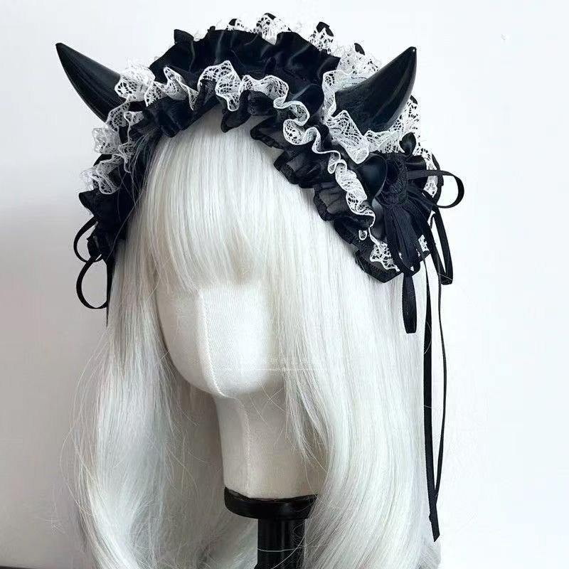 일본 고딕 레이스 리본 머리띠 – 다크 할로윈 헤어 액 - Women Accessories Photos 리뷰 및 가격