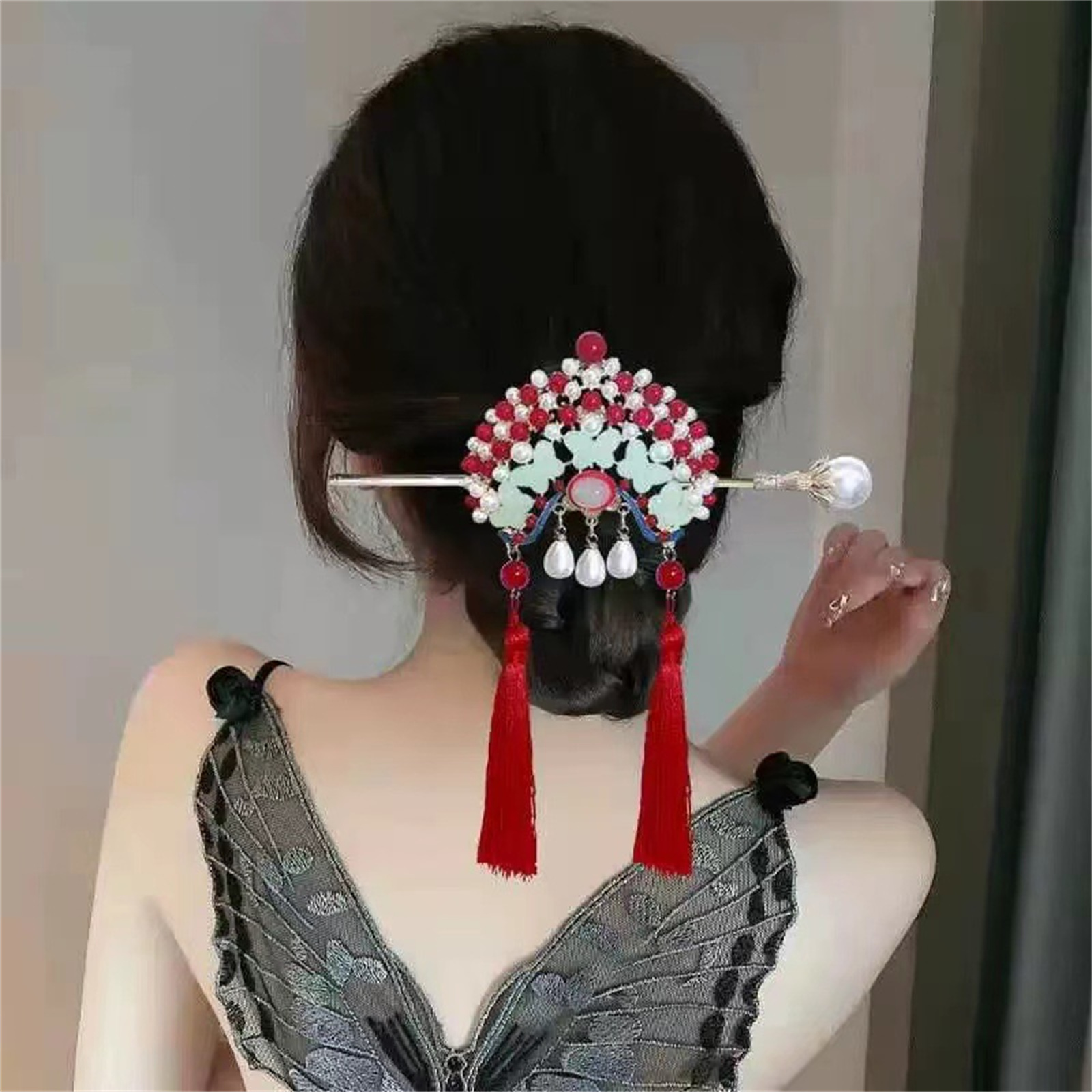 여성을위한 민족 스타일 머리핀 절묘한 반짝이 꽃 술 머 - Women Accessories Shop 리뷰 및 가격