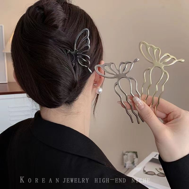 한국식 나비 모양 헤어 스틱 헤어 번 빗 클립 메탈 헤 - Women Accessories Shop 리뷰 및 가격