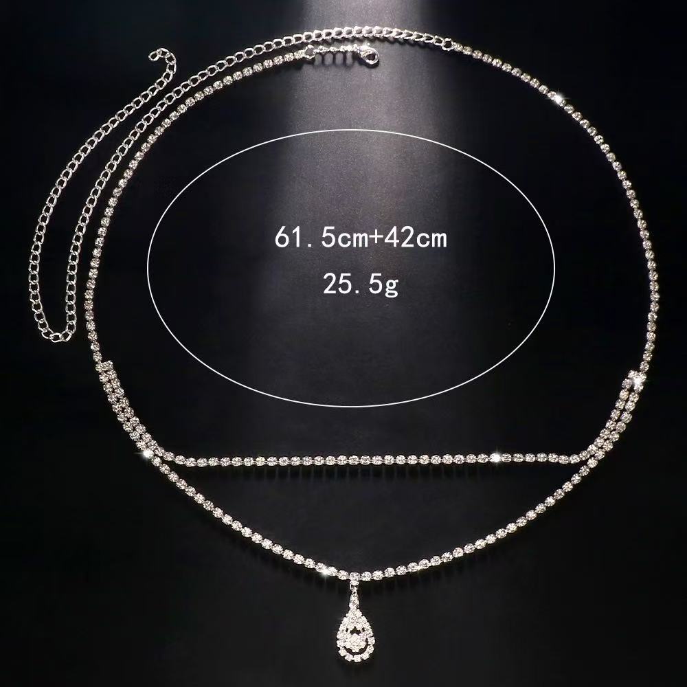 럭셔리 라인스톤 더블 체인 물방울 허리 체인 여성용 바 - Women Accessories Dropshipping 리뷰 및 가격