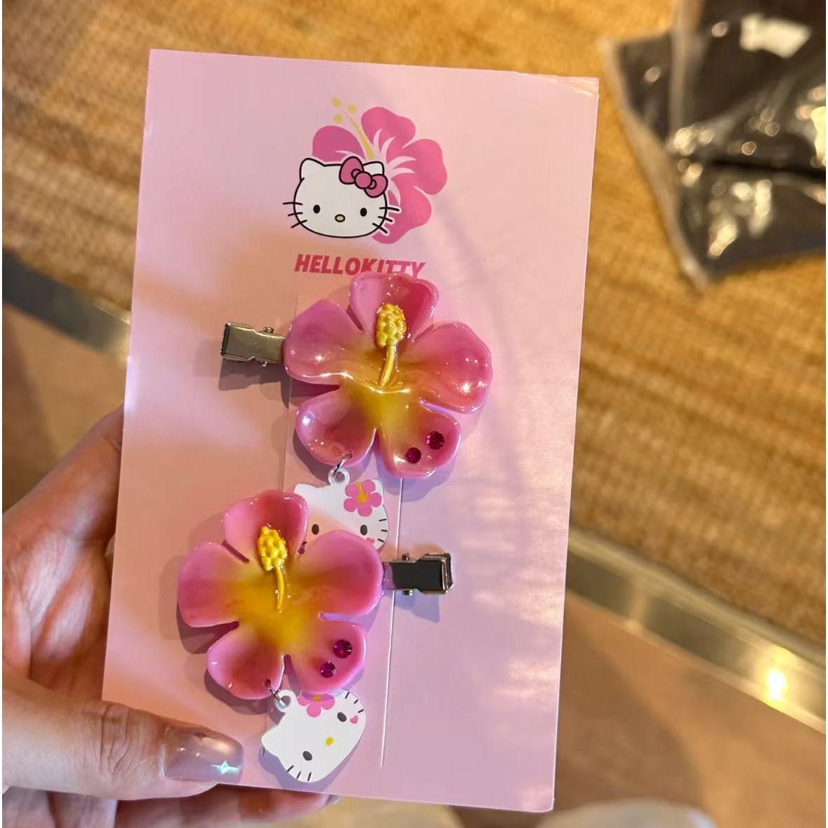 카와이 산리오 헬로 키티 꽃 머리핀 세트 핑크 히비스커 - Women Accessories Kit 리뷰 및 가격