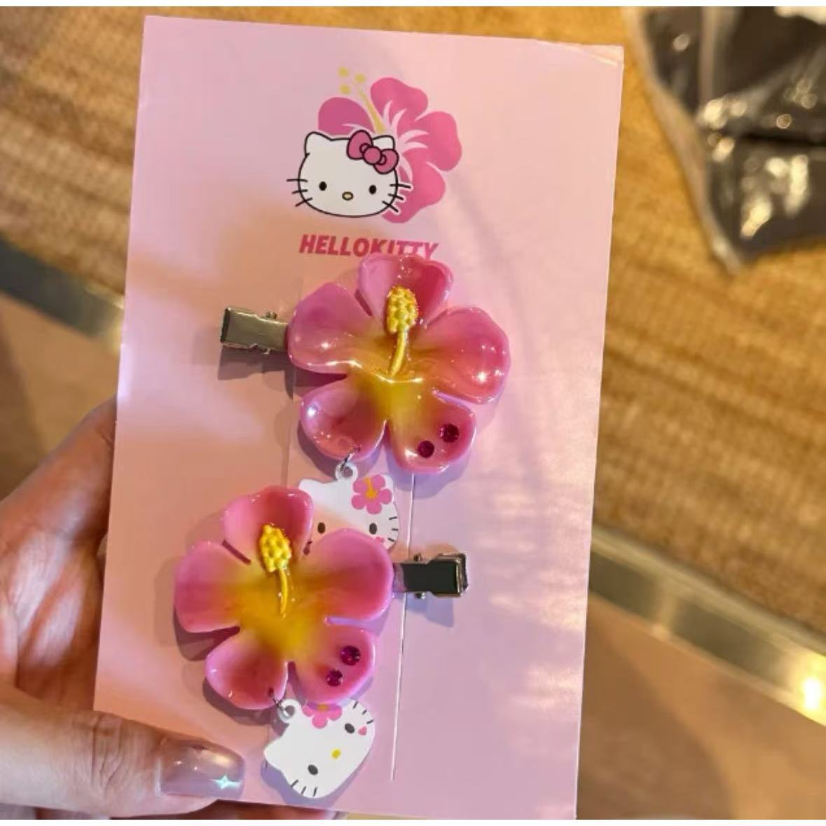 카와이 산리오 헬로 키티 꽃 머리핀 세트 핑크 히비스커 - Women Accessories Kit 리뷰 및 가격