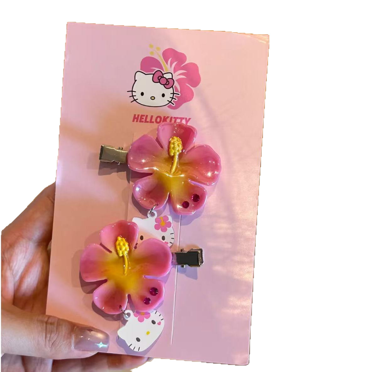 카와이 산리오 헬로 키티 꽃 머리핀 세트 핑크 히비스커 - Women Accessories Kit 리뷰 및 가격