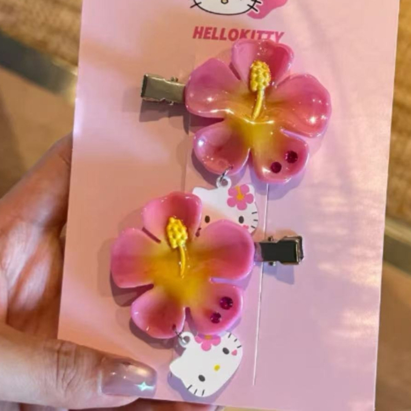 카와이 산리오 헬로 키티 꽃 머리핀 세트 핑크 히비스커 - Women Accessories Kit 리뷰 및 가격