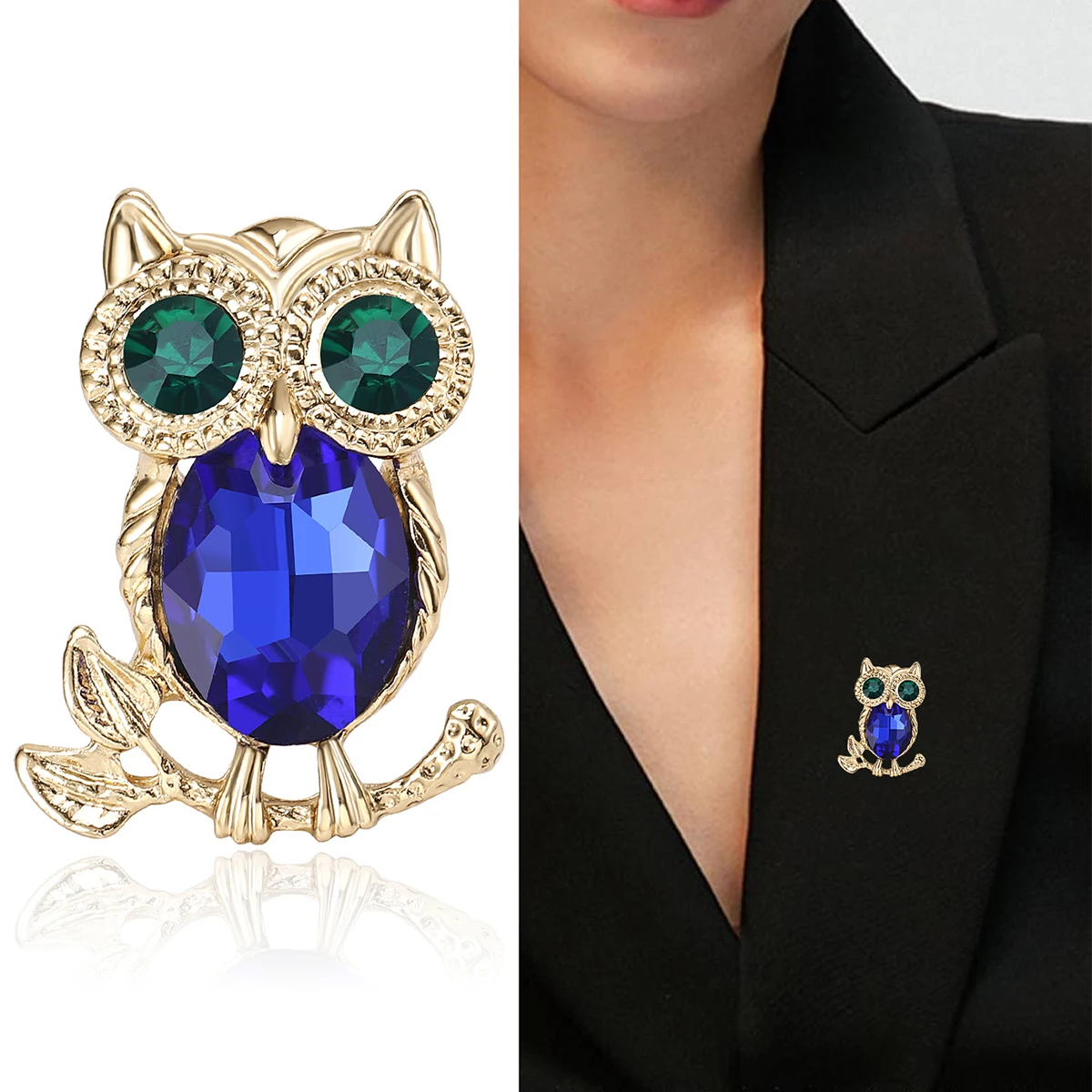 여성을위한 라인 석 올빼미 브로치 unisex 유리 동 - Women'S Accessories Categories 리뷰 및 가격