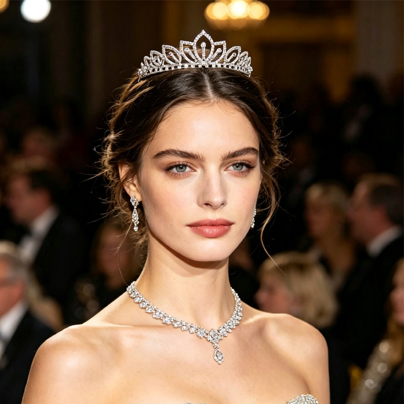 실버 컬러 스파클링 라인스톤 크라운 신부 티아라 웨딩  - Women Accessories For Wedding 리뷰 및 가격