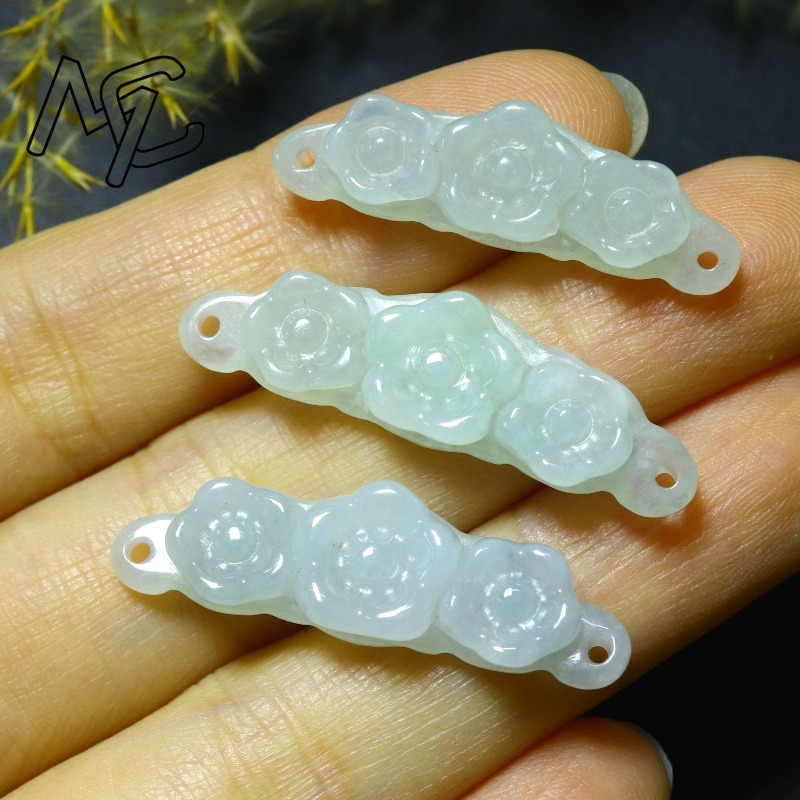 1pc 천연 경옥 에메랄드 꽃 핸드 카드 DIY 액세서 - Women'S Accessories 리뷰 및 가격