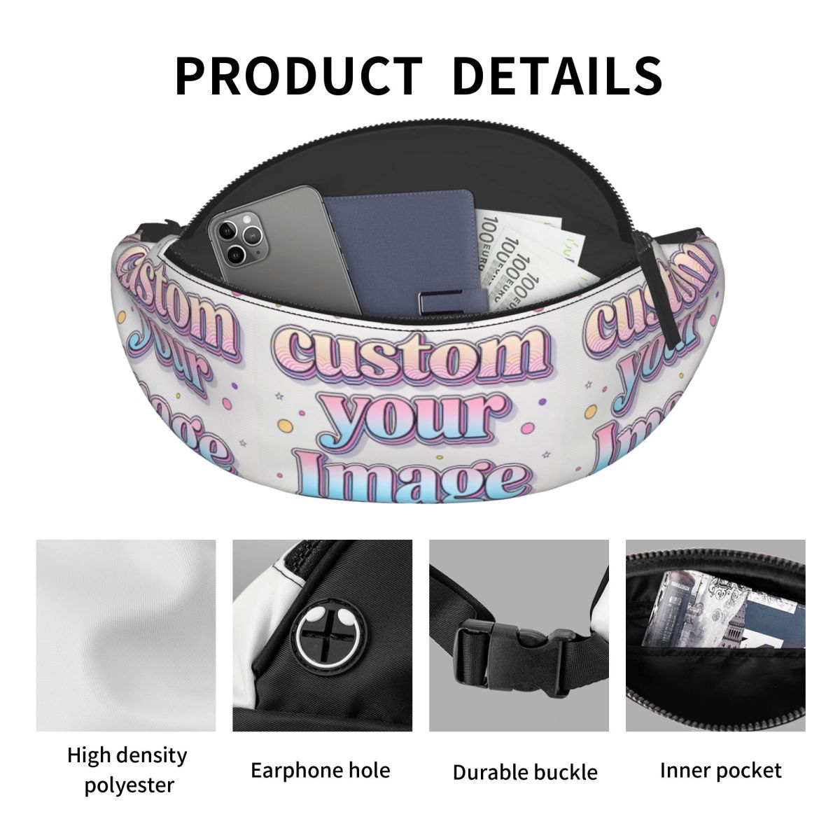 사용자 정의 사진 로고 텍스트 패니 백 맞춤형 이미지  - Women Accessories Images 리뷰 및 가격