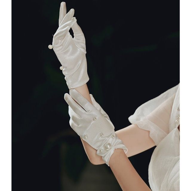 빈티지 화이트 장갑 우아한 진주 디테일 심플한 신부 웨 - Women'S Accessories Categories 리뷰 및 가격