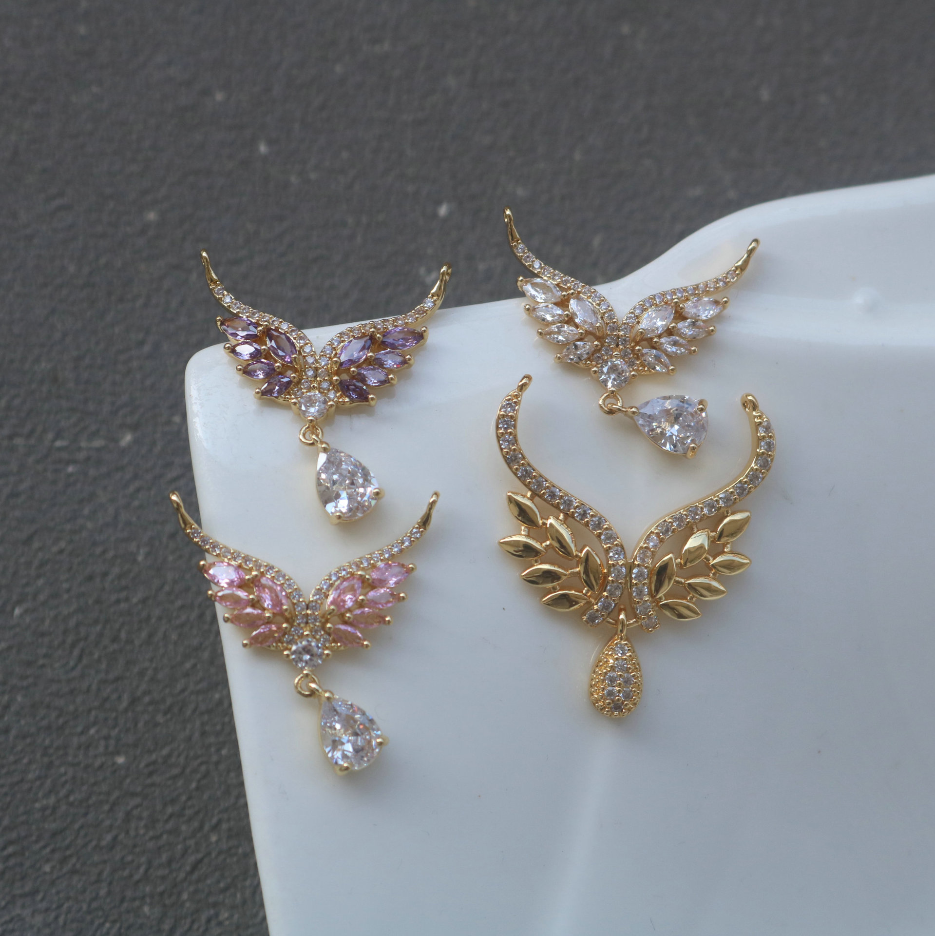 10개/봉지 새로운 색상 보존된 인레이드 지르콘 뿔 날 - Women Accessories Dropshipping 리뷰 및 가격