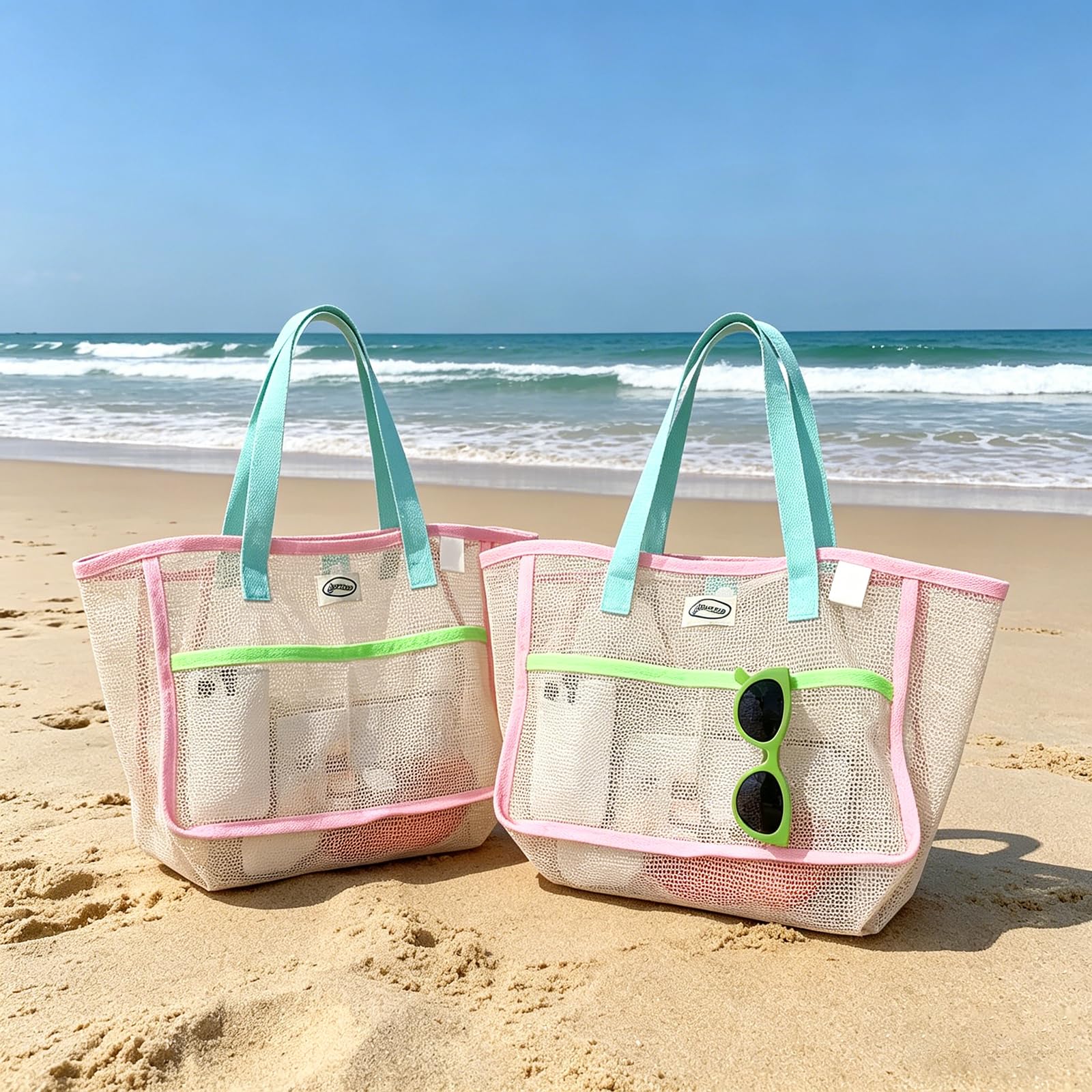 여성용 비치백, 화려한 접이식 그물망 모래 가방, 여행 - Women'S Accessories 리뷰 및 가격