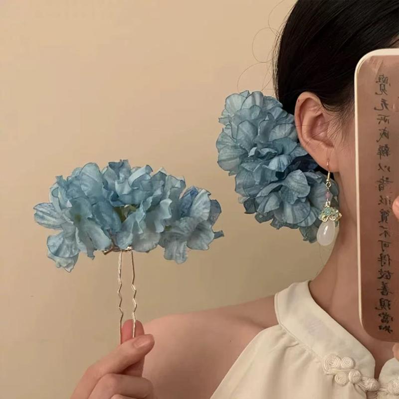 1pc 목가적 인 보라색 노란색 꽃 머리핀 여자 여자  - Women Accessories Photos 리뷰 및 가격