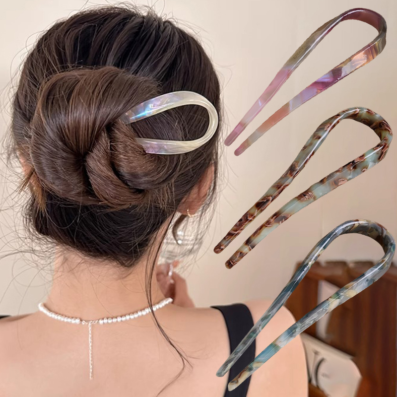U 자형 헤어 스틱 아세테이트 아크릴 헤어 포크 헤어  - Women Accessories Shop 리뷰 및 가격