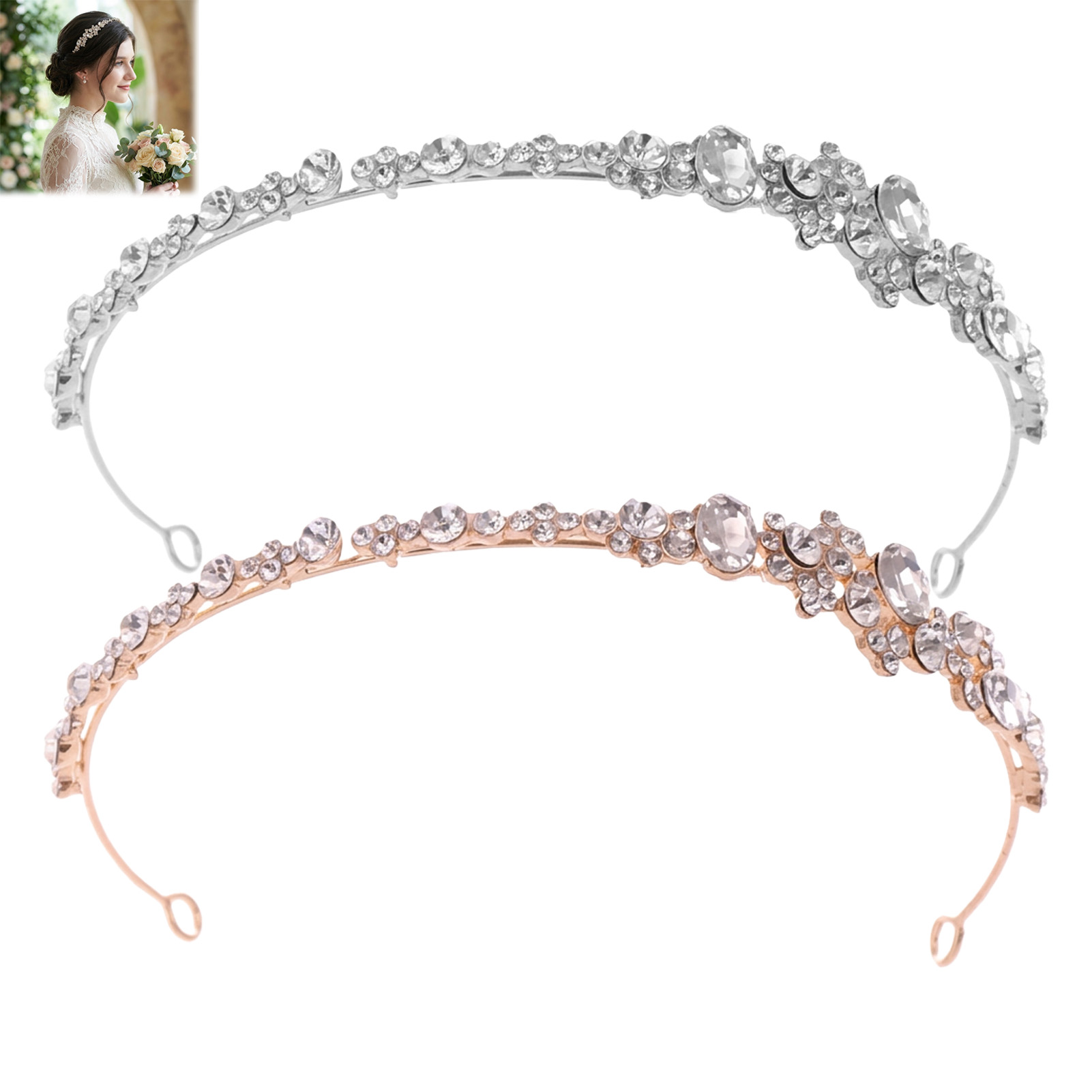 합금 라인스톤 크라운 헤어밴드 신부 헤어 액세서리 꽃  - Women Accessories For Wedding 리뷰 및 가격