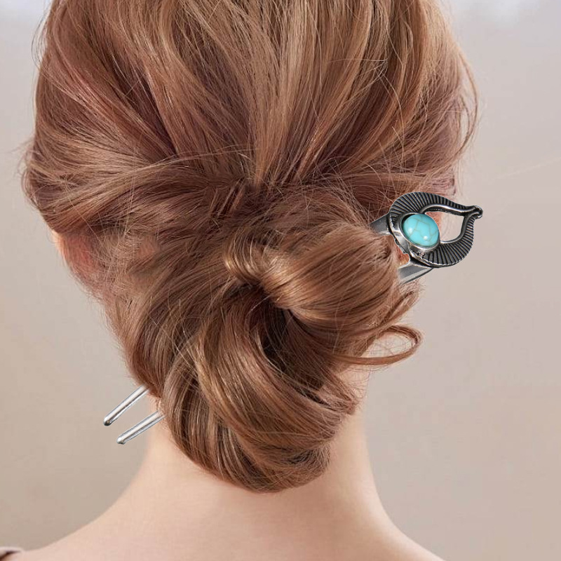 이집트 청록색 U자형 헤어 포크 여성용 메탈 헤어 스틱 - Women Accessories Shop 리뷰 및 가격