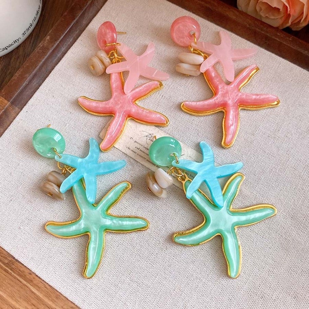 쉘 불가사리 오션 불가사리 스터드 귀걸이 캔디 컬러 분 - Women Accessories Dropshipping 리뷰 및 가격