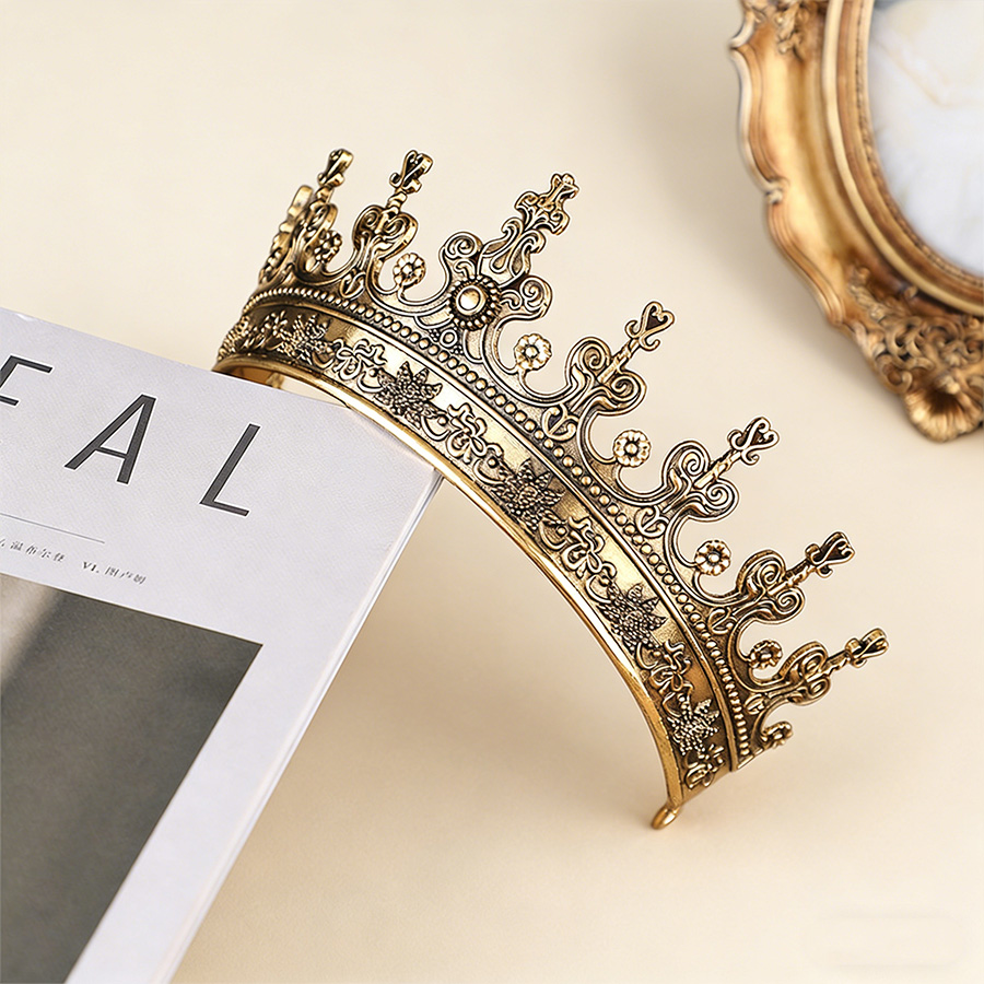빈티지 바로크 청동 신부 티아라 크라운 고급스러운 금색 - Queen Accessories 리뷰 및 가격