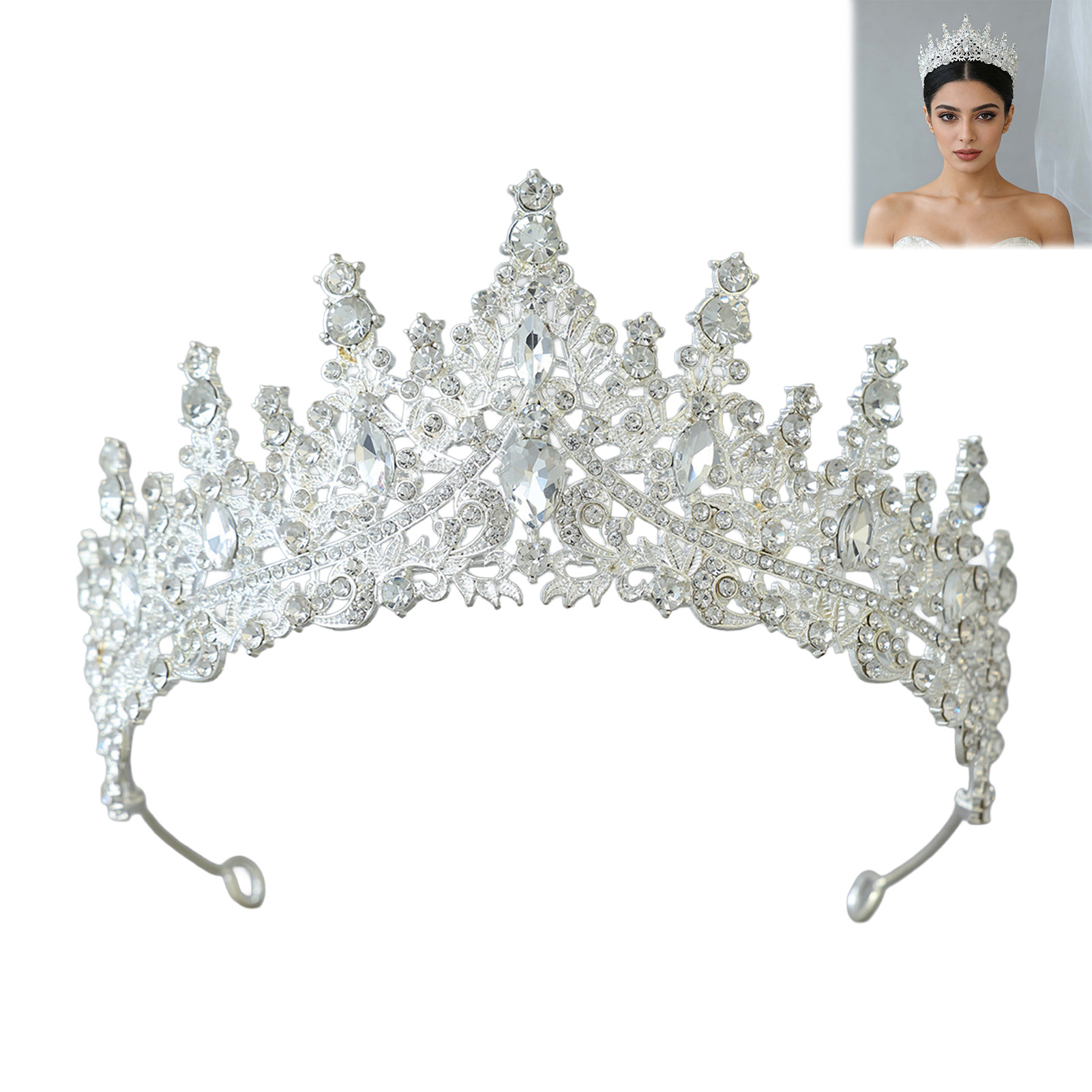 신부 머리 장식 웨딩 예식용 반짝이는 라인스톤 크라운  - Women Accessories For Wedding 리뷰 및 가격