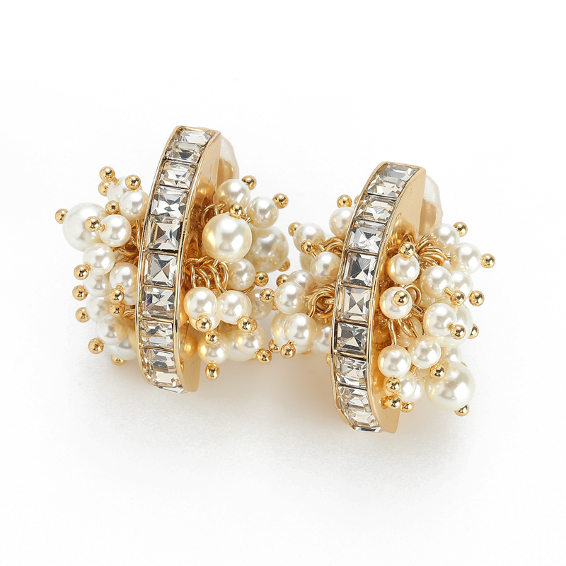 여성을위한 빈티지 화이트 크리스탈 진주 귀걸이 럭셔리  - Women Accessories Dubai 리뷰 및 가격