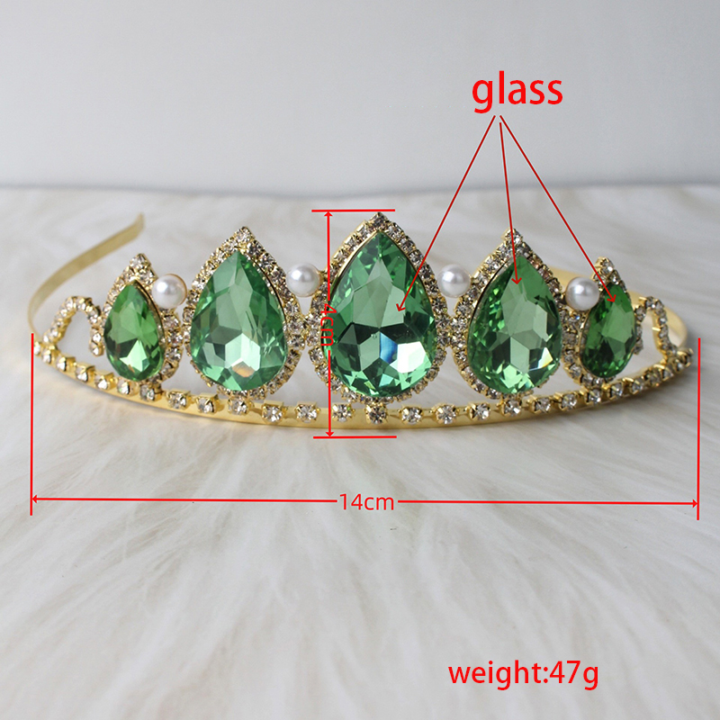 그린 물방울 모양 라인스톤 크리스탈 크라운 헤드피스 여 - Women Accessories Dropshipping 리뷰 및 가격
