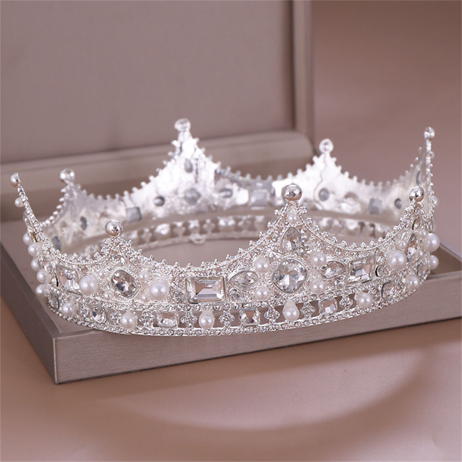 합금 크라운 티아라 레트로 신부 라인스톤 라운드 크라운 - Women Accessories For Wedding 리뷰 및 가격