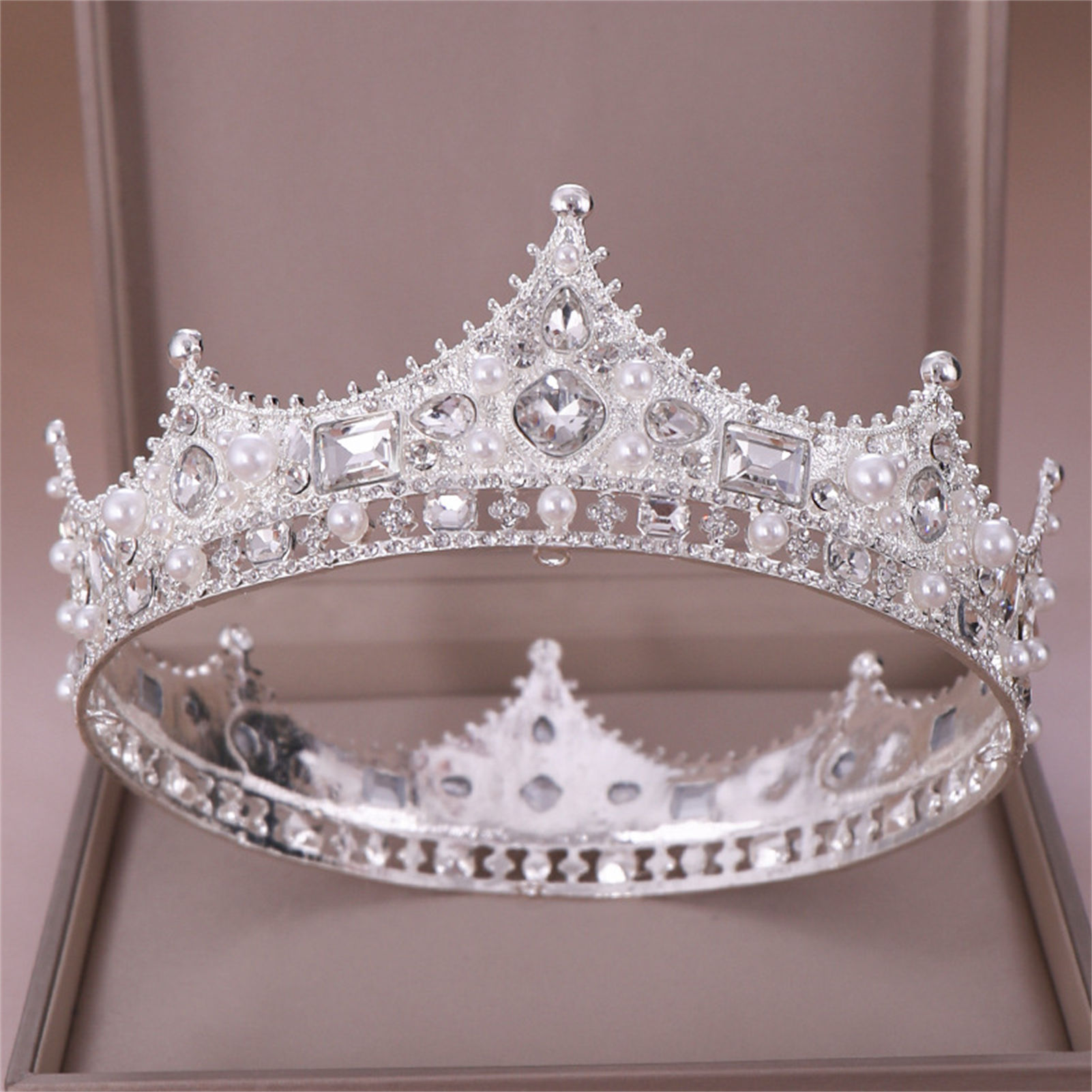 합금 크라운 티아라 레트로 신부 라인스톤 라운드 크라운 - Women Accessories For Wedding 리뷰 및 가격