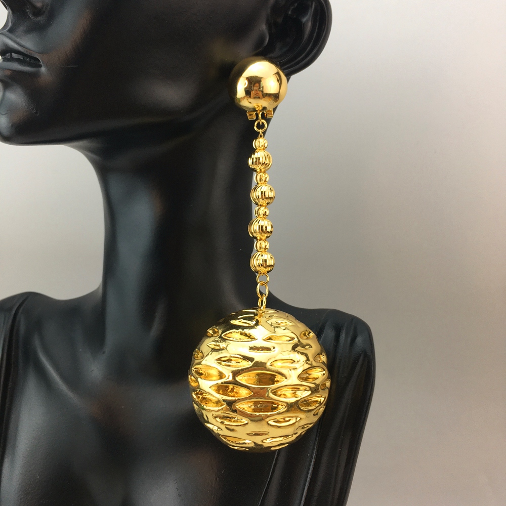 EMMA 패션 두바이 골드 컬러 빅 롱 드롭 귀걸이,  - Women Accessories Dubai 리뷰 및 가격