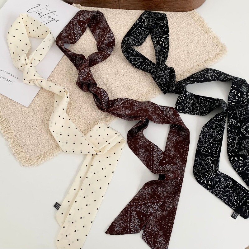 여성용 롱 폴카 도트 스키니 스카프, 빈티지 레트로 리 - Women Electronic Accessories 리뷰 및 가격