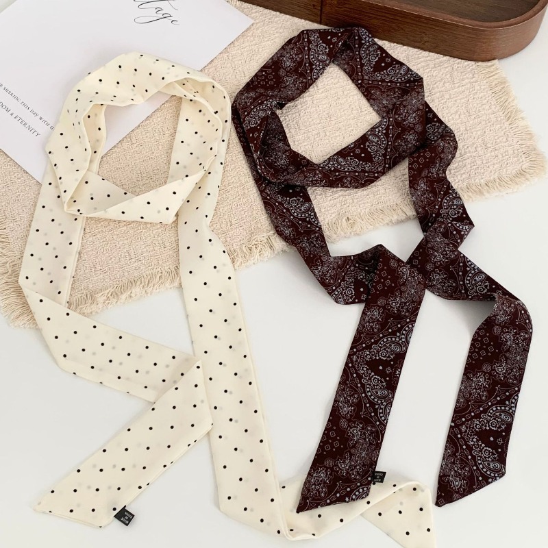 여성용 롱 폴카 도트 스키니 스카프, 빈티지 레트로 리 - Women Electronic Accessories 리뷰 및 가격