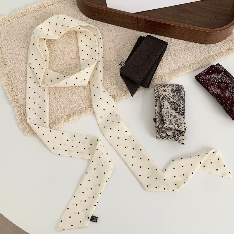 여성용 롱 폴카 도트 스키니 스카프, 빈티지 레트로 리 - Women Electronic Accessories 리뷰 및 가격